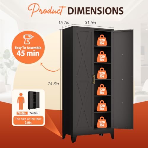PAOFIN 75" H Tall Kitchen Storage Cabinet - Image 2