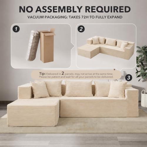 106" L Shaped Modular Cloud Sectional Sofa - Image 5