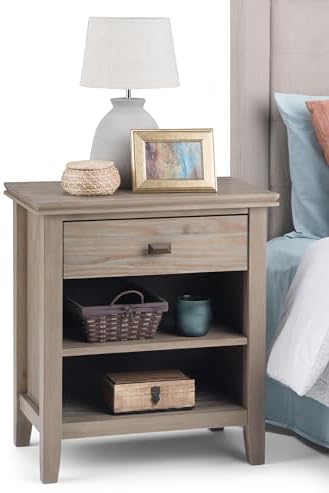 SIMPLIHOME Artisan 24" Solid Wood Bedside Table in Distressed Grey - Image 2