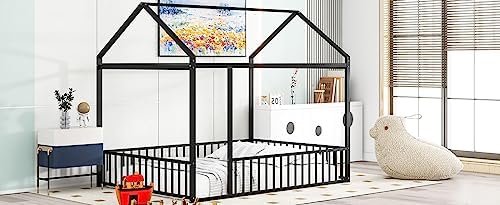 Flieks Full Size Metal Bed House Bed Frame - Image 4