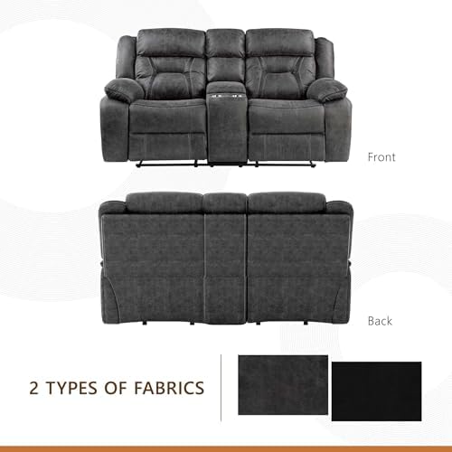 Homelegance Reclining Loveseat, Polished Microfiber Manual Double Recliner - Image 4