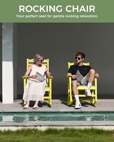 Outdoor Rocking Chair, Oversized Patio Rocking Chair, All Weather - Image 4