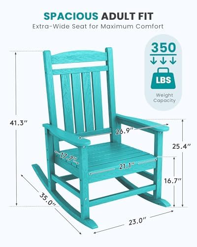 SERWALL Outdoor Rocking Chair Set of 2, Patio Rocking Chair - Image 3