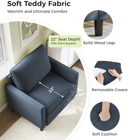 Welzona 3-Layers Cloud Accent Chair, Teddy Arm Chairs - Image 4