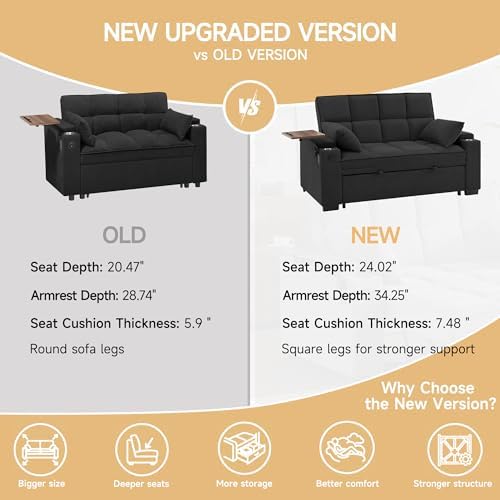 hansones ​66" Multi-Functional Pull-Out Sofa Bed - Image 6