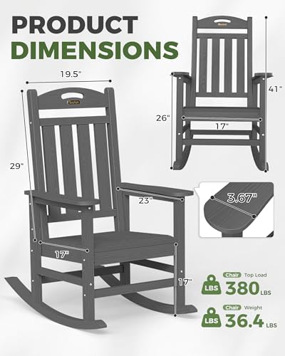 Outdoor Rocking Chairs Set of 4, Oversized Rocking Chair, All Weather - Image 3