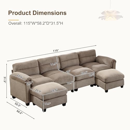 HAOMARKETS 115” Modular Sectional U Shaped Sofa - Image 2