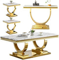 Henf 4 Piece Living Room Table Set, Faux Marble Coffee Table & Console Table & by Henf