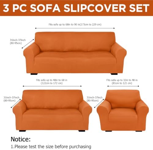 Peryiter 3 Pcs Couch and Loveseat Sofa Covers, Milk Silk - Image 2