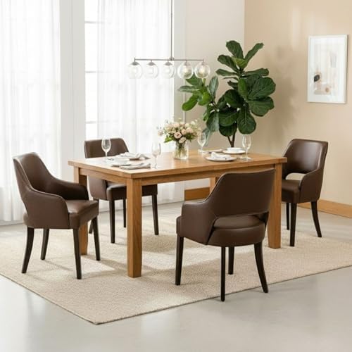 Faux Leather Upholstered Dining Chairs Set of 6 - Image 3