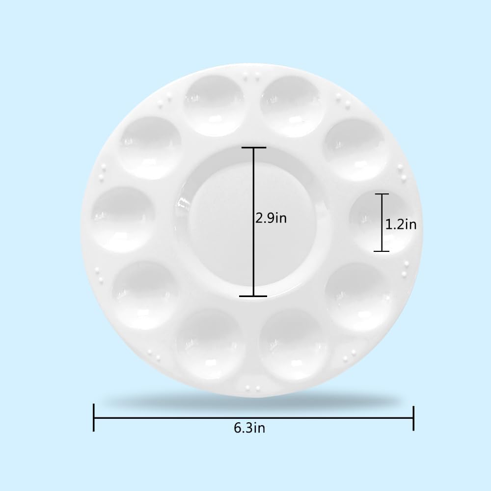Hulameda 10pcs Paint Tray Palettes,Plastic Round Pallet for Kids or Pupils to Painting, DIY Craft at Home, Kindergarten or School