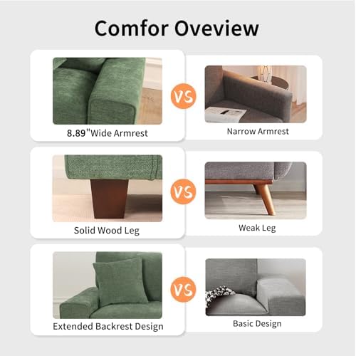 DOPEDIO 88.58" Chenille Loveseat Sofa, Modern Couch - Image 4