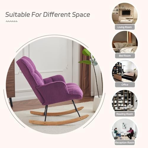 SAETSFEG Nursery Rocking Chair Teddy, Upholstered Glider Rocker - Image 6