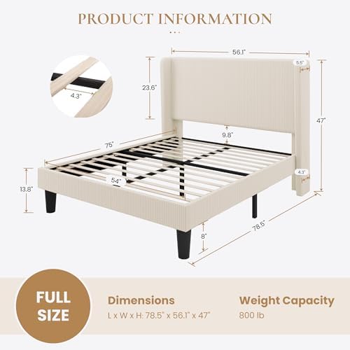 SHA CERLIN Full Corduroy Platform Bed - Image 2