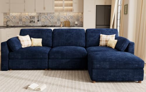 Oversized Modular Sectional Sofa L-Shaped Cloud Couches Blue - Image 3