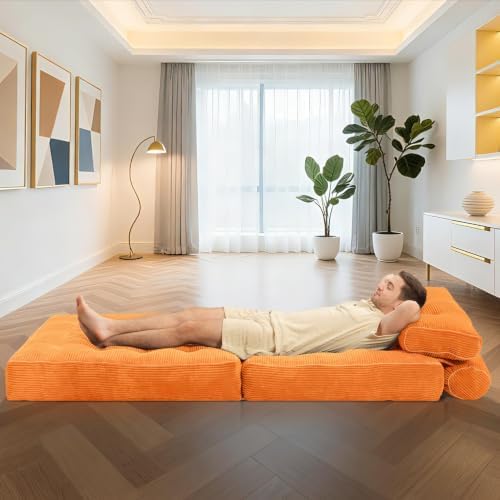 HABUTWAY Folding Sofa Bed, Convertible Sleeper Chair Bed w/2-Pillow & Handle - Image 5