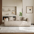 91" Modern Curved Couch, 3 Seater Boneless Sofa & Deep Seat, Light Brown by Wrofly