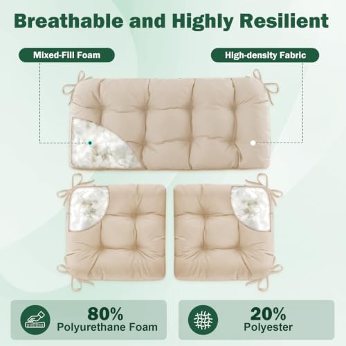 Outdoor Wicker Chair Cushions, 44×19×4 in, Waterproof - Image 6