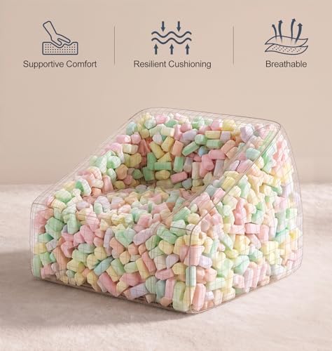 Hobestluk Bean Bag Chair Plush Accent Chair Armrest Living Room Adult Grey - Image 6