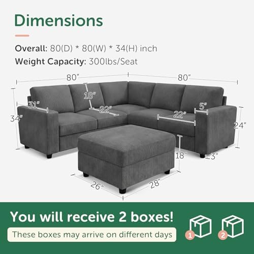HONBAY Sectional Sofa with Storage 6 Seater L-Shaped Sectional Couches - Image 2
