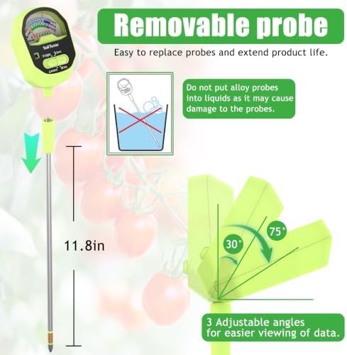 Long Probe Soil Moisture Meter, 4-in-1 Soil pH Tester, Soil Moisture, Sunlight - Image 4
