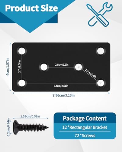 12 PCS 3.15'' x 1.57'' Stainless Straight Flat Brackets, Support Flat Metal - Image 2
