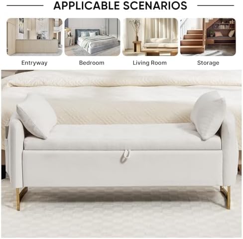 48" End of Bed Bench, Modern Storage Bench - Image 4