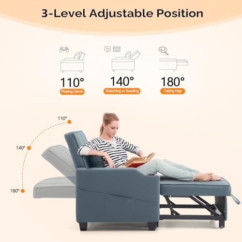 VINGLI Convertible Sleeper Chair Bed, Pull Out Sofa Couch - Image 5