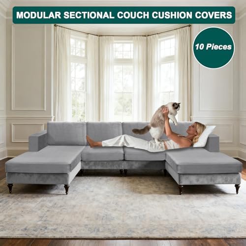 10 Pieces Sofa Cushion Covers for U-Shaped Modular Sectional Couch - Image 3