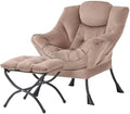 Tiita Lazy Chair with Ottoman, Comfy Reading Accent Chair, Velvet Khaki by TiitaHome