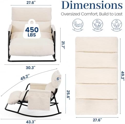 Oversized Corduroy Rocking Chair - Image 2