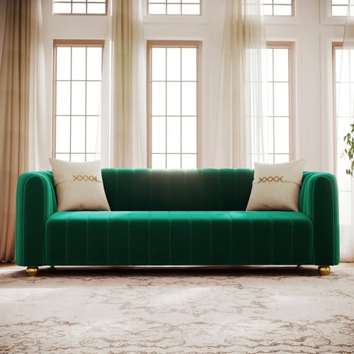 3-Piece Green Velvet Tufted Sofa Set - Image 6