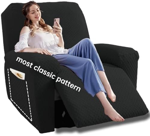 YEMYHOM 4 Pieces Stretch Recliner Slipcover Latest Jacquard Recliner Chair Cover by YEMYHOM