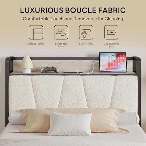 LIKIMIO Twin XL Bed Frame with Storage Headboard and Charging Station - Image 7