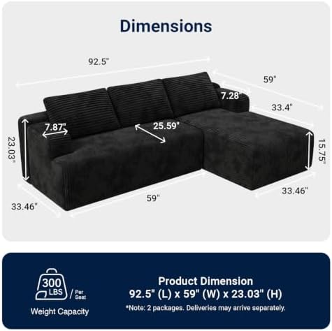 Avenco Modular Sectional Sofa, Boneless Couches - Image 2