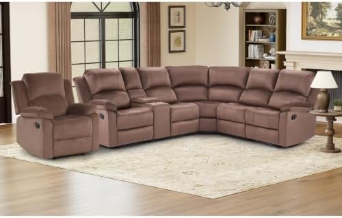 EBELLO Manual Reclining L-Shaped Sectional Sofa Set, Included Soft Microfiber by EBELLO