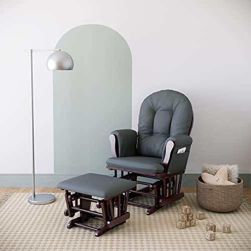 Storkcraft Premium Hoop Glider & Ottoman, Espresso/Gray - Image 2