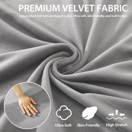 XINEAGE Velvet Armless Futon Cover, Stretch Pet Futon Slipcover, Light Gray - Image 4