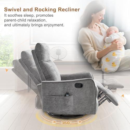 Manual Swivel Rocker Recliner Chair - Image 4