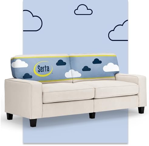 Serta Palisades 78" Track Arm Sofa, Easy Care Polyester, Soft Pillow Back by Serta