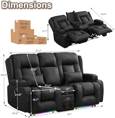 TUNYI Power Loveseat Recliner Sofa - Image 2