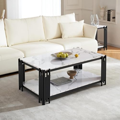 White Marble Coffee Table Set - Image 4