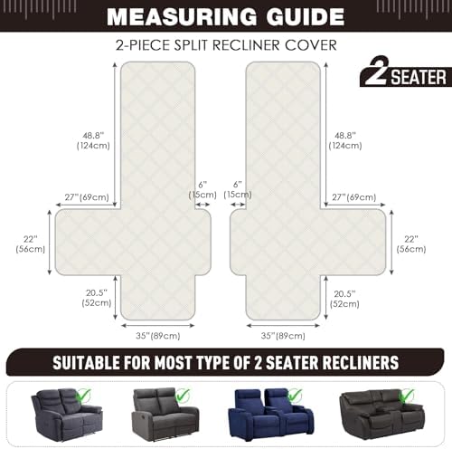 TAOCOCO 100% Waterproof Oversized Loveseat Recliner Cover, Non Slip Split Couch - Image 5