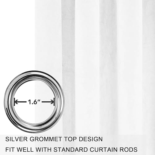 SMILETIME White Velvet Curtains 52"x90" Grommet 2 Panels - Image 3