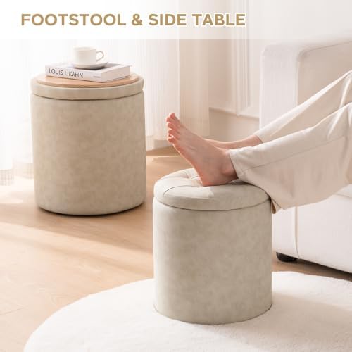 Storage Ottoman Round, Space Saving Foot Stool - Image 5