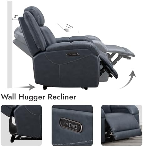 Watson & Whitely Genuine Leather Wall Hugger Power Recliner - Image 3