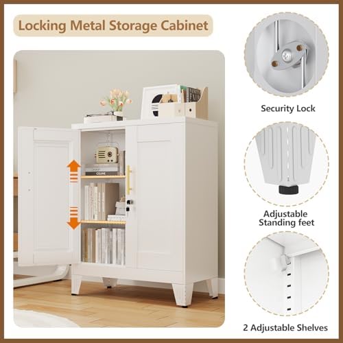 GAIOUS 36" Metal Floor Storage Cabinet, Locked Steel Storage Cabinets - Image 4