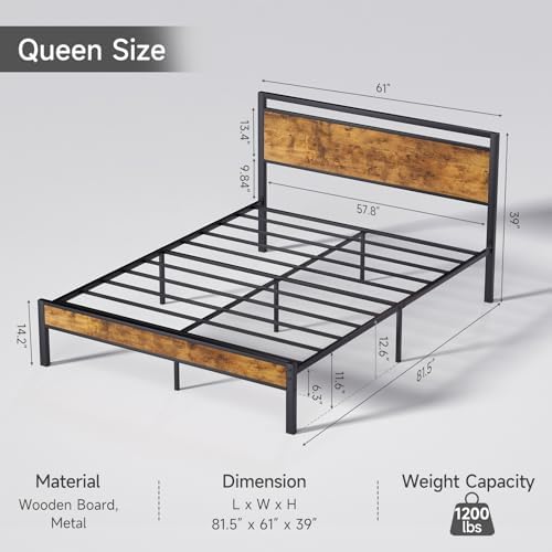 Z-hom Easy Assembly Queen Bed Frame & Headboard Footboard, Underbed Storage - Image 2