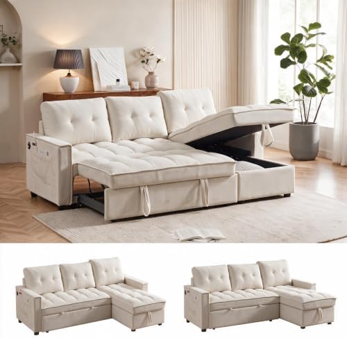 71" L Shaped Queen Pull Out Sofa Bed by Outdoorchairs