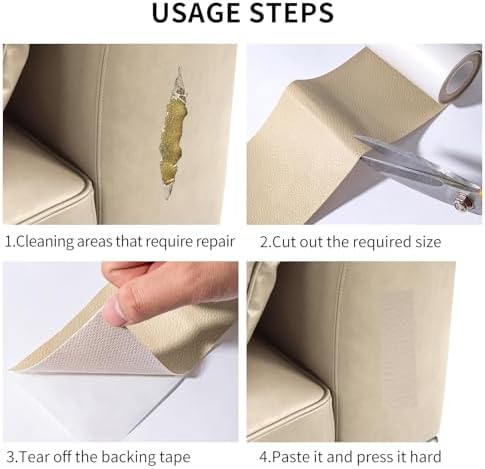 Leather Repair Patch Tape, Dark Beige 3 x 61 Inches Self Adhesive Leather - Image 4